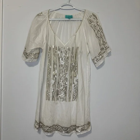 TAJ by Sabrina Crippa Tops Taj By Sabrina Embellished Tunic Dress coverup sz M - Picture 9 of 10